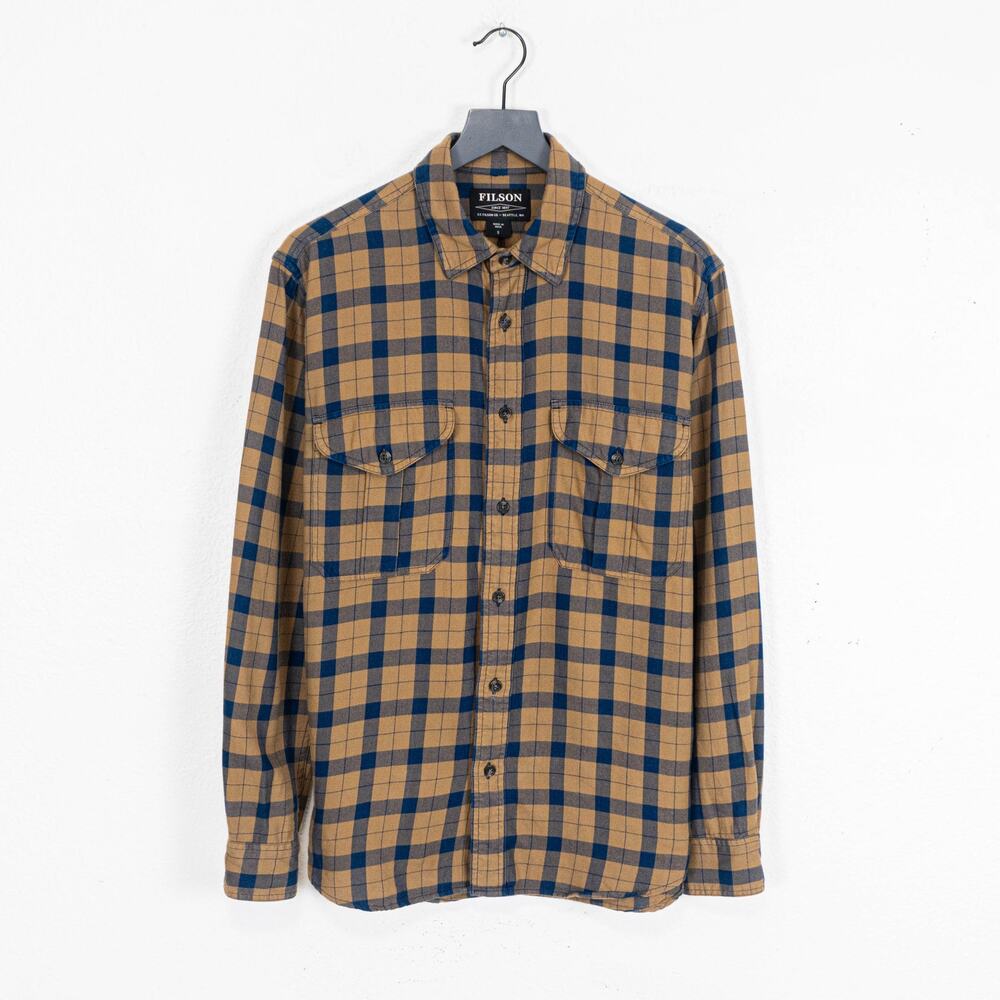 CC FILSON Lightweight Alaskan Guide Shirt Bronze Blue Plaid size Small
